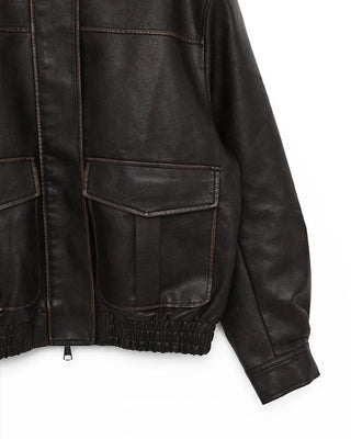 Cargo faux leather jacket