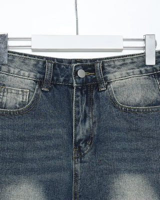 Washed denim shorts