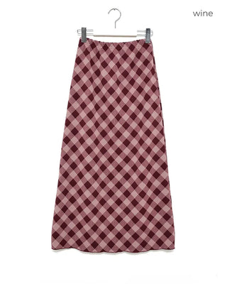 Checked long skirt