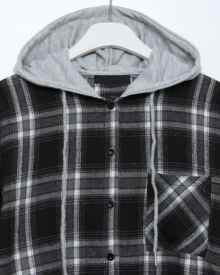 Hooded checkered shirt