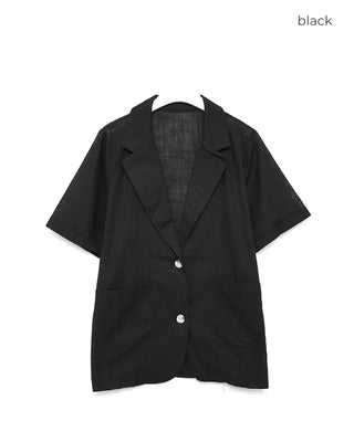 Linen Overfit Short-Sleeve Jacket