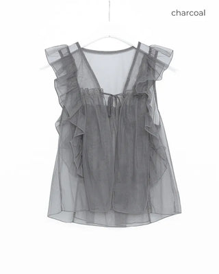 Chiffon frill sleeveless bustier