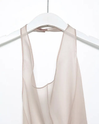 Button halter neck sheer bustier
