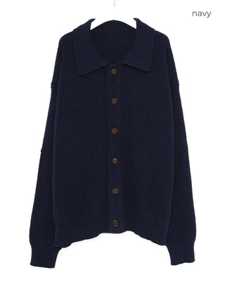 Collared knit cardigan