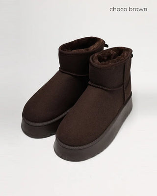 Inner fleece ankle-cut high-sole sheepskin boots