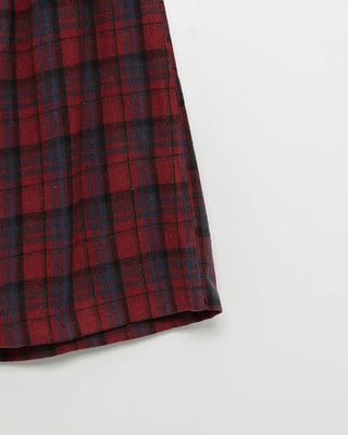 Elastic waist checkered long skirt