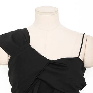 Asymmetrical Ribbon Design Sleeveless Dress