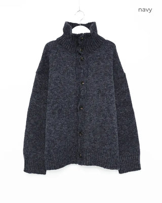 High-neck button-point cardigan