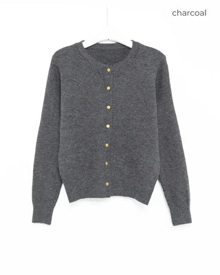 Gold button detail knit cardigan