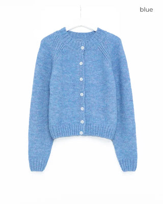 Soft raglan sleeve round neck cardigan