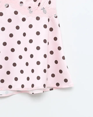 Dot bust cross lace camisole blouse