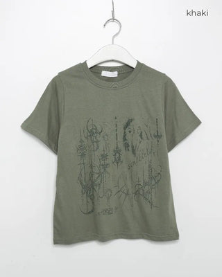 Tattoo illustration semi-cropped half t-shirt