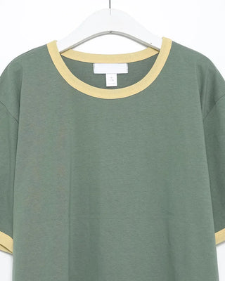 Simple two-tone ringer half T-shirt