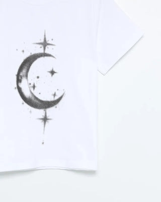 Moon print short-sleeved T-shirt