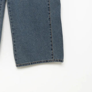 Side pintuck wide denim pants