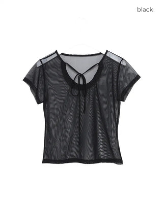 See-through short-sleeved T-shirt