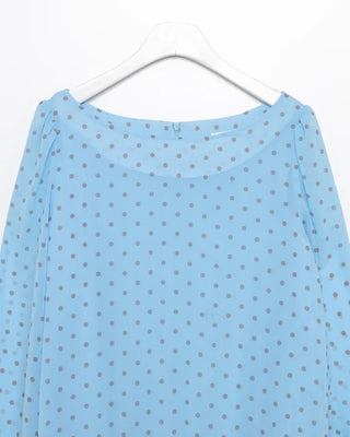 Bateau neckline polka dot yoke gathered chiffon dress