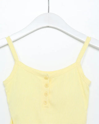 Layered button sleeveless top with built-in cups
