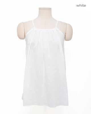 Checked shirred sleeveless blouse