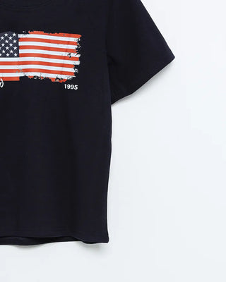 Vintage USA print short-sleeved T-shirt
