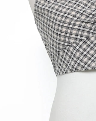 Checked halter camisole