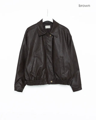 Zip-fly leather blouson jacket
