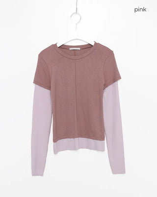Layered short-sleeved T-shirt