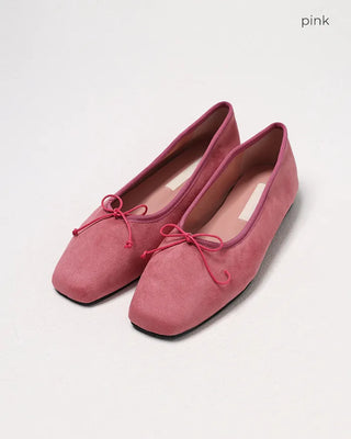 Ribbon square toe flat shoes