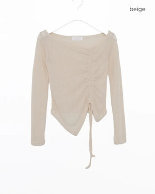 Side-shirred off-shoulder knit