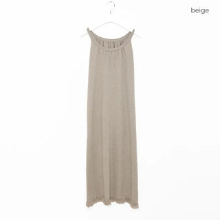 Halter neck fringe long dress