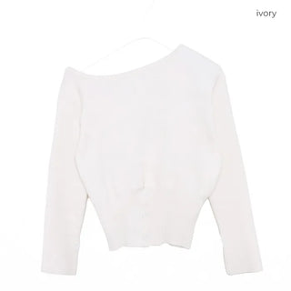 Striped Button One-Shoulder T-Shirt