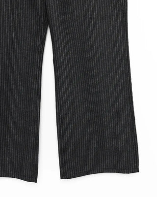 (Unisex) Pencil Stripe Wide Black Jeans