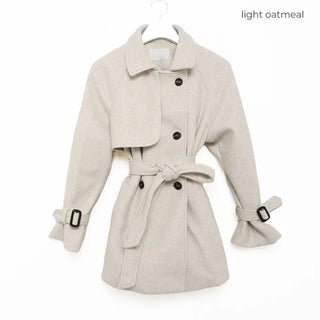 Belted trench short coat