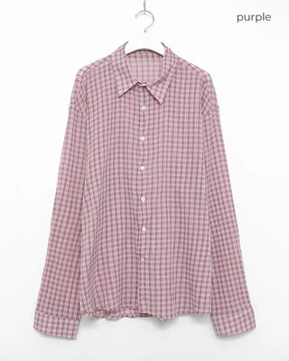 (Unisex) Tartan Check Sheer Shirt