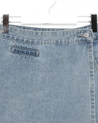 Washed wrap wide denim