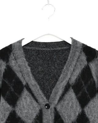 Diamond Pattern Oversized Cardigan