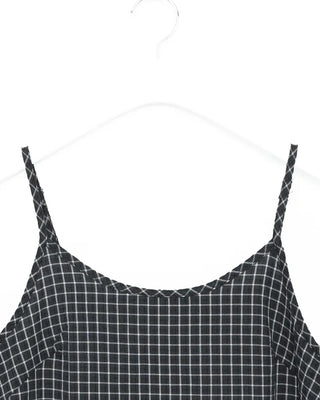 Checked Shirring Sleeveless Dress
