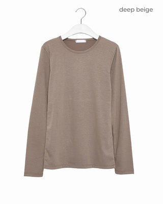 Round neck rayon long-sleeve T-shirt