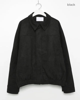 Suede Yoke Line Point Zip-Up Blouson