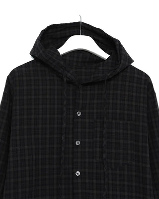 Checked hooded shirt