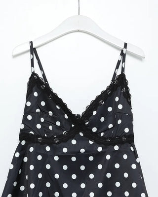 Satin mini polka dot frill camisole