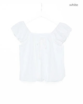 Shirred puff ribbon blouse