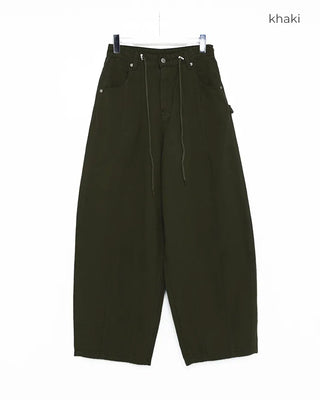 Cotton balloon pants with drawstring waist