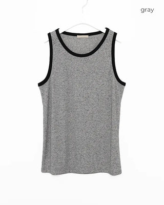 Color-block linen sleeveless top