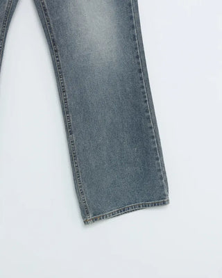 Washed semi-flare denim pants