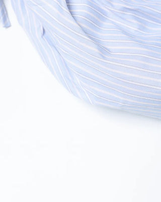 Striped half-moon shirred bag