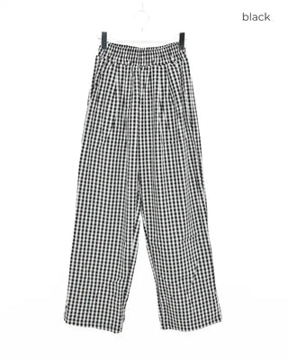 Gingham check wide seersucker pants