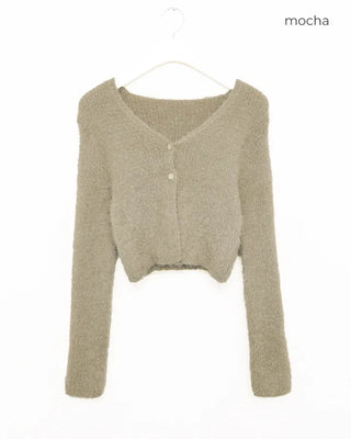 Shaggy knit crop cardigan