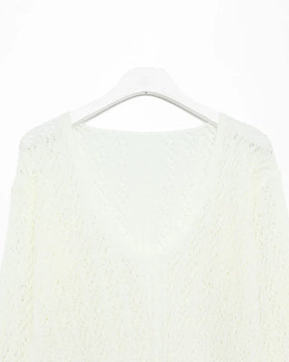 V-neck perforated knit
