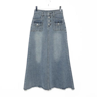 Washed denim skirt